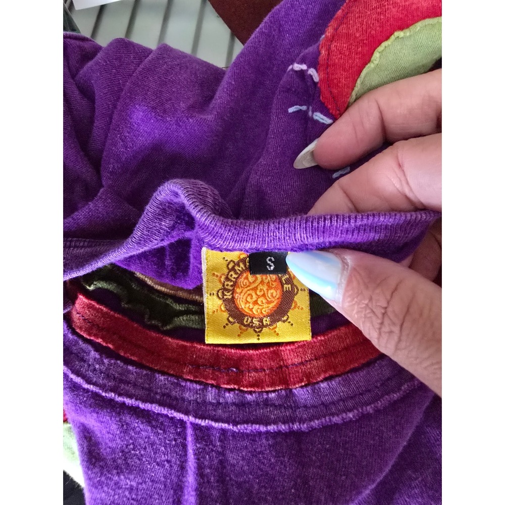 Karma Purple Boho Applique Hand Stitched Cami Tank Top Small Womens Festival - Picture 4 of 5
